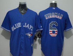 Wholesale Cheap Blue Jays #6 Marcus Stroman Blue USA Flag Fashion Stitched MLB Jersey