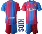 Wholesale Cheap Youth 2021-2022 Club Barcelona home red blank Nike Soccer Jerseys