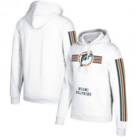 Wholesale Cheap Miami Dolphins Mitchell & Ness Three Stripe Pullover Hoodie White