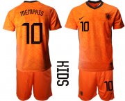 Wholesale Cheap 2021 European Cup Netherlands home Youth 10 soccer jerseys