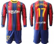 Wholesale Cheap Men 2020-2021 club Barcelona home long sleeve 17 red Soccer Jerseys