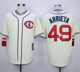 Wholesale Cheap Cubs #49 Jake Arrieta Cream 1929 Turn Back The Clock Stitched MLB Jersey