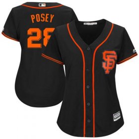Wholesale Cheap Giants #28 Buster Posey Black Women\'s Alternate Stitched MLB Jersey