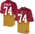 Wholesale Cheap Nike 49ers #74 Joe Staley Red/Gold Men's Stitched NFL Elite Fadeaway Fashion Jersey