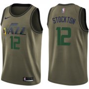 Wholesale Cheap Nike Jazz #12 John Stockton Green Salute to Service NBA Swingman Jersey