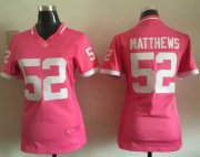Wholesale Cheap Nike Packers #52 Clay Matthews Pink Women's Stitched NFL Elite Bubble Gum Jersey