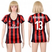 Wholesale Cheap Women's AC Milan #13 Romagnoli Home Soccer Club Jersey