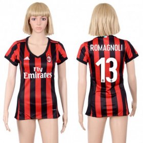 Wholesale Cheap Women\'s AC Milan #13 Romagnoli Home Soccer Club Jersey