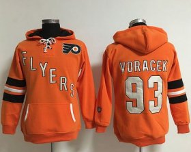 Wholesale Cheap Philadelphia Flyers #93 Jakub Voracek Orange Women\'s Old Time Heidi NHL Hoodie