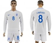 Wholesale Cheap England #8 Lampard Home Long Sleeves Soccer Country Jersey