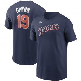Wholesale Cheap San Diego Padres #19 Tony Gwynn Nike Cooperstown Collection Name & Number T-Shirt Navy
