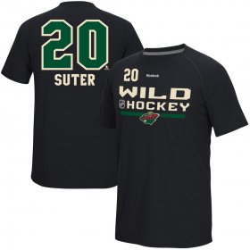 Wholesale Cheap Minnesota Wild #20 Ryan Suter Reebok Center Ice Freeze Supremium Name & Number T-Shirt Black