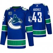 Wholesale Cheap Men's Vancouver Canucks #43 Quinn Hughes Adidas Blue 2019-20 Home Authentic NHL Jersey