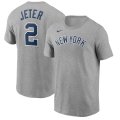 Wholesale Cheap New York Yankees #2 Derek Jeter Nike Name & Number T-Shirt Gray