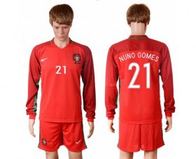 Wholesale Cheap Portugal #21 Nuno Gomes Home Long Sleeves Soccer Country Jersey