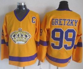 Wholesale Cheap Kings #99 Wayne Gretzky Yellow CCM Throwback Stitched NHL Jersey