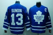 Wholesale Cheap Maple Leafs #13 Mats Sundin Stitched Blue CCM Throwback NHL Jersey