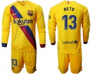Wholesale Cheap Barcelona #13 Neto Away Long Sleeves Soccer Club Jersey