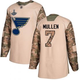 Wholesale Cheap Adidas Blues #7 Joe Mullen Camo Authentic 2017 Veterans Day Stanley Cup Champions Stitched NHL Jersey