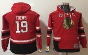 Wholesale Cheap Blackhawks #19 Jonathan Toews Red Youth Name & Number Pullover NHL Hoodie