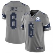 Wholesale Cheap Nike Cowboys #6 Chris Jones Gray Men's Stitched With Established In 1960 Patch NFL Limited Inverted Legend Jersey