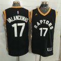 Wholesale Cheap Men's Toronto Raptors #17 Jonas Valanciunas Black With Gold New NBA Rev 30 Swingman Jersey
