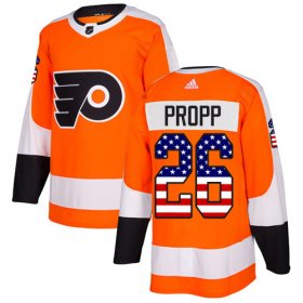 Wholesale Cheap Adidas Flyers #26 Brian Propp Orange Home Authentic USA Flag Stitched NHL Jersey