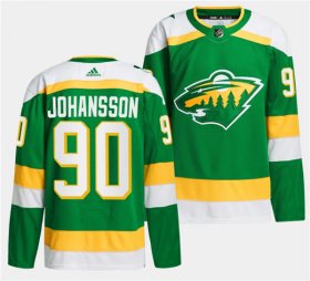 Cheap Men\'s Minnesota Wild #90 Marcus Johansson Green 2023-24 Stitched Jersey