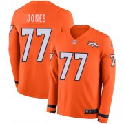 Wholesale Cheap Men's Broncos #77 Sam Jones Orange Team Color Men's Stitched NFL Limited Therma Long Sleeve Jersey