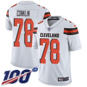 Wholesale Cheap Nike Browns #78 Jack Conklin White Youth Stitched NFL 100th Season Vapor Untouchable Limited Jersey