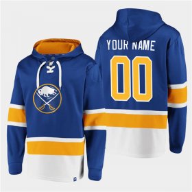 Wholesale Cheap Men\'s Buffalo Sabres Active Player Custom Royal Ageless Must-Have Lace-Up Pullover Hoodie