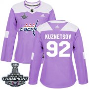 Wholesale Cheap Adidas Capitals #92 Evgeny Kuznetsov Purple Authentic Fights Cancer Stanley Cup Final Champions Women's Stitched NHL Jersey