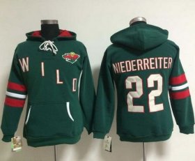 Wholesale Cheap Minnesota Wild #22 Nino Niederreiter Green Women\'s Old Time Heidi NHL Hoodie