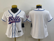 Wholesale Cheap Women's Buffalo Bills Blank White With Patch Cool Base Stitched Baseball Jersey