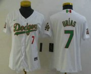 Wholesale Cheap Women's los angeles dodgers #7 julio urias white green mexico 2020 world series stitched mlb jersey