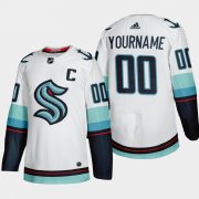 Wholesale Cheap Seattle Kraken Custom Men's Adidas 2021-22 White Away Authentic Stitched NHL Jersey