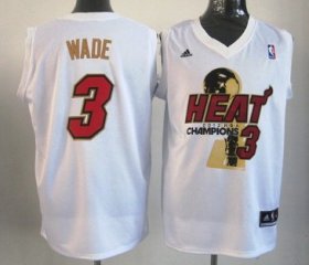 Wholesale Cheap Miami Heat #3 Dwyane Wade 2012 NBA Finals Champions White With Red Jersey