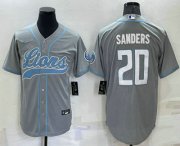 Wholesale Men's Detroit Lions #20 Barry Sanders Grey Stitched MLB Cool Base Nike Baseball Jersey