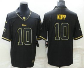Wholesale Cheap Men\'s Los Angeles Rams #10 Cooper Kupp Black Golden Edition Stitched NFL Nike Limited Jersey