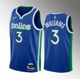 Wholesale Cheap Men\'s Dallas Mavericks #3 Grant Williams Blue City Edition Stitched Basketball Jersey