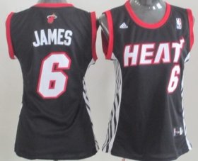 Wholesale Cheap Miami Heat #6 LeBron James Black Womens Jersey