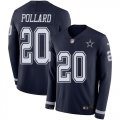 Wholesale Cheap Nike Cowboys #20 Tony Pollard Navy Blue Team Color Youth Stitched NFL Limited Therma Long Sleeve Jersey