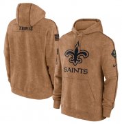 Wholesale Cheap Men's New Orleans Saints 2023 Brown Salute to Service Pullover Hoodie