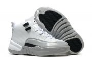 Wholesale Cheap Air Jordan 12 Barons Kids White/Gray-Black