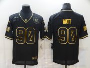Wholesale Cheap Men's Pittsburgh Steelers #90 T. J. Watt Black Gold 2020 Salute To Service Stitched NFL Nike Limited Jersey