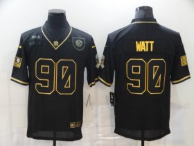 Wholesale Cheap Men\'s Pittsburgh Steelers #90 T. J. Watt Black Gold 2020 Salute To Service Stitched NFL Nike Limited Jersey