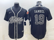 Wholesale Cheap Men's San Francisco 49ers #19 Deebo Samuel Black Reflective With Patch Cool Base Stitched Baseball Jersey
