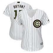 Wholesale Cheap Cubs #17 Kris Bryant White(Blue Strip) 2018 Memorial Day Cool Base Women's Stitched MLB Jersey