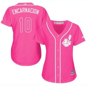 Wholesale Cheap Indians #10 Edwin Encarnacion Pink Fashion Women\'s Stitched MLB Jersey
