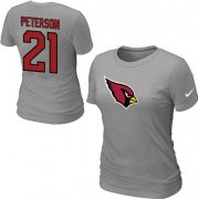 Wholesale Cheap Women's Nike Arizona Cardinals #21 Patrick Peterson Name & Number T-Shirt Grey